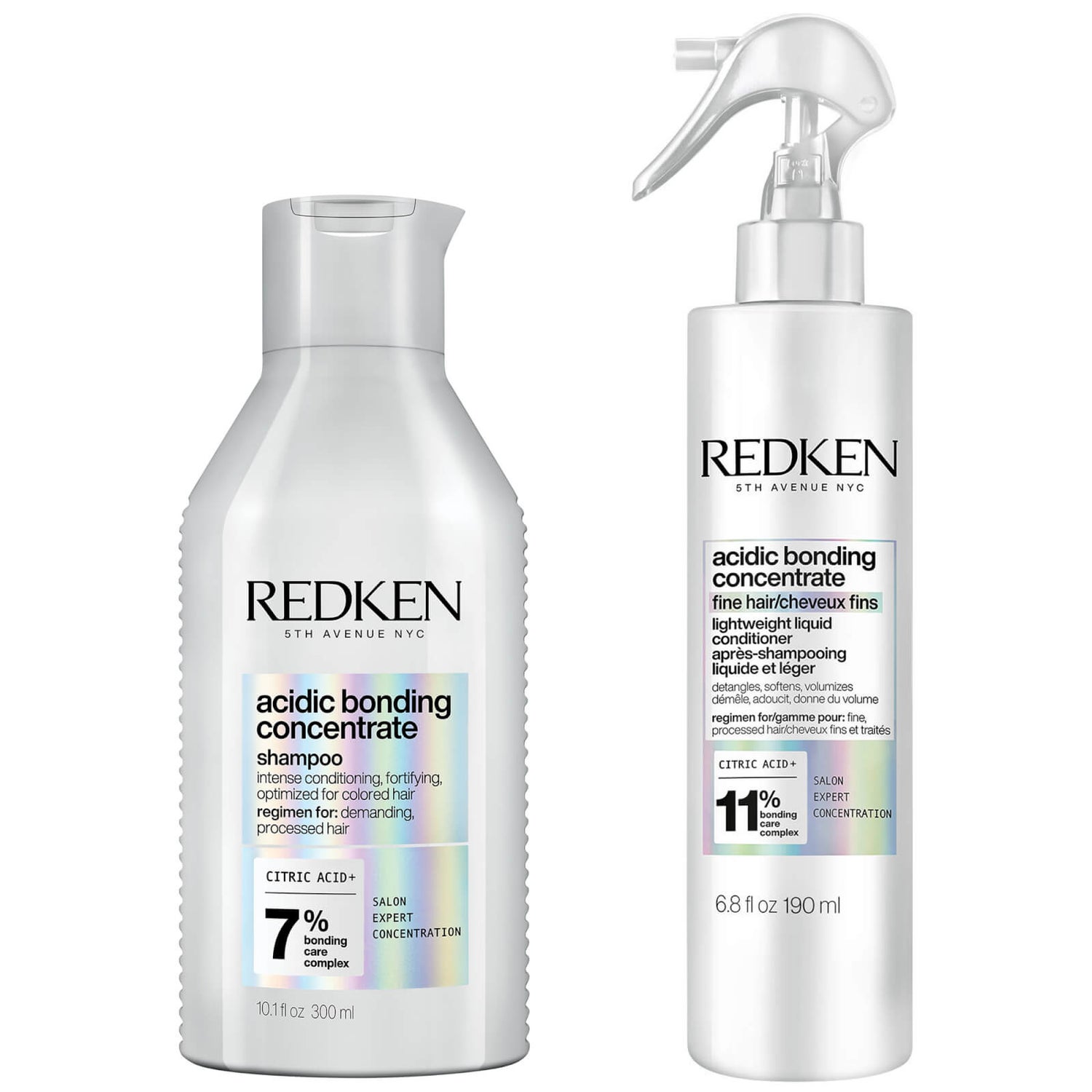 Redken Acidic Bonding Concentrate Shampoo and Lightweight Liquid Conditioner Bond Repair Bundle