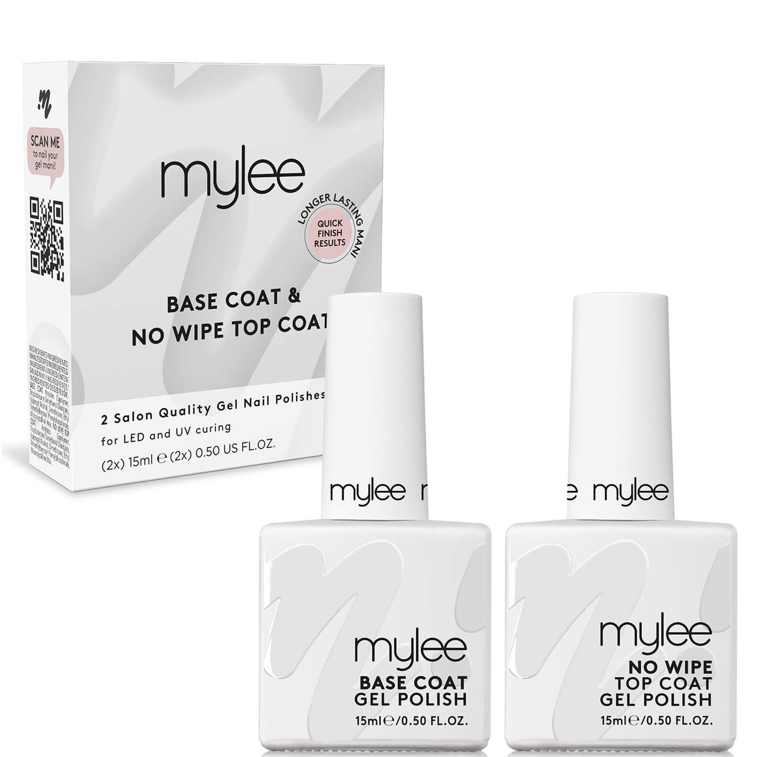 Mylee Gel Polish No Wipe Top and Base Coat Duo 2 x 15ml LOOKFANTASTIC
