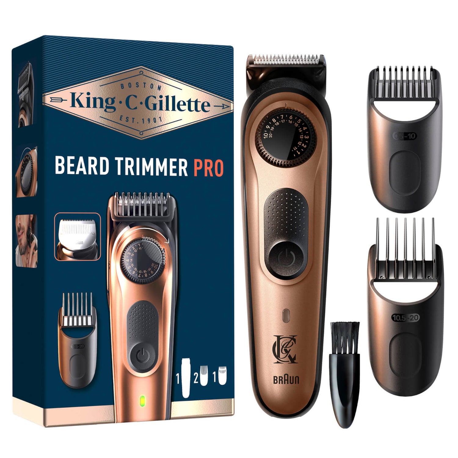 King C. Gillette Trimmer Pro with 2 Combs & Brush Gillette UK