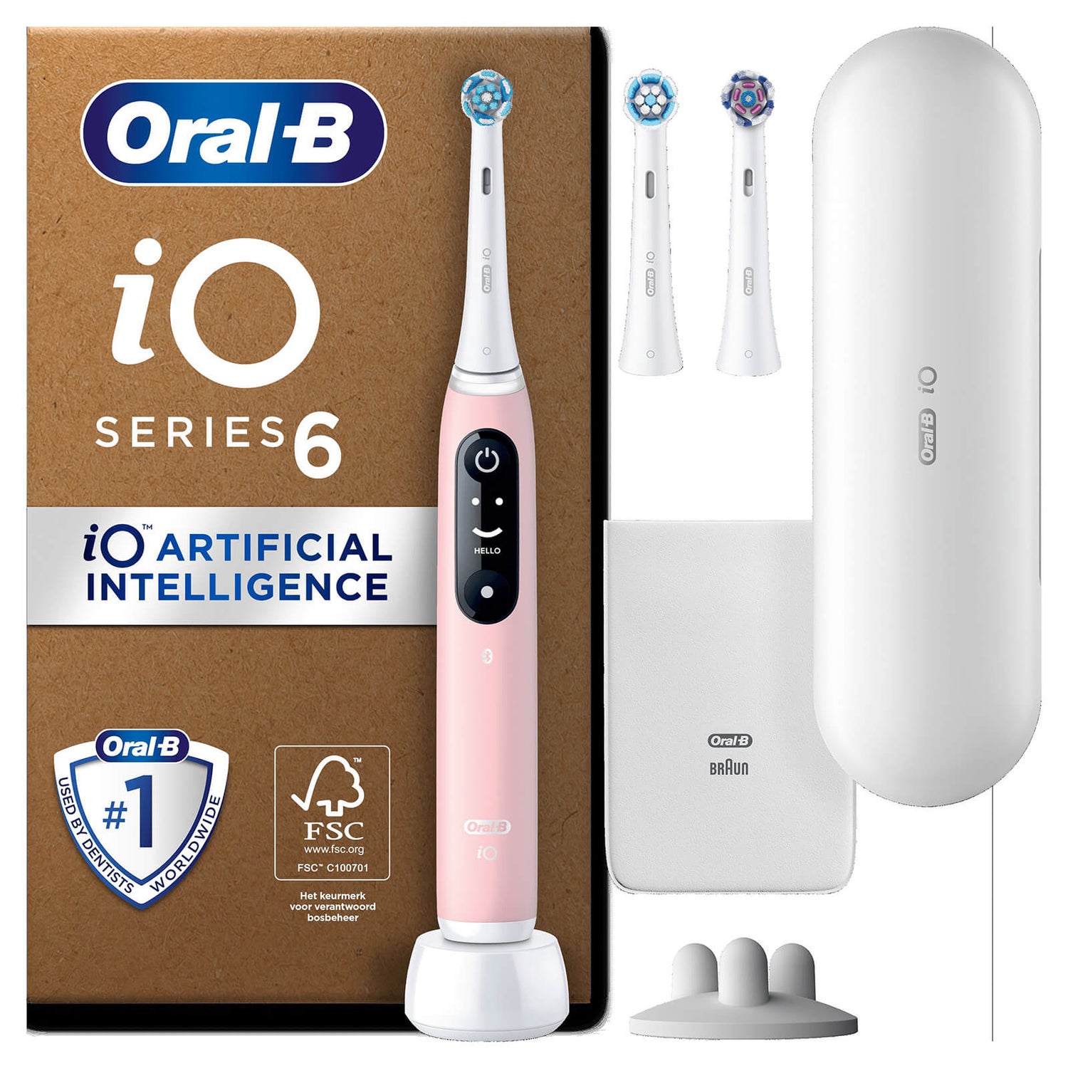 Oral B iO6 Pink Electric Toothbrush and Extra Pack of Toothbrush Head 2