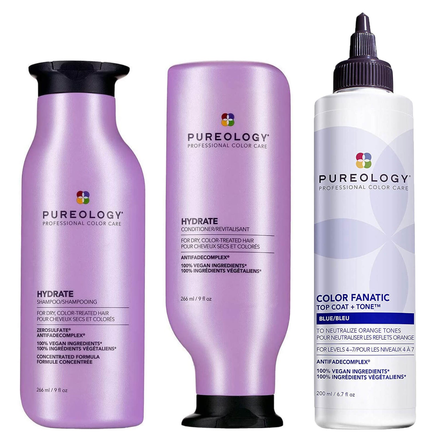 Pureology Hydrate Shampoo, Conditioner and Color Fanatic Blue Toner ...