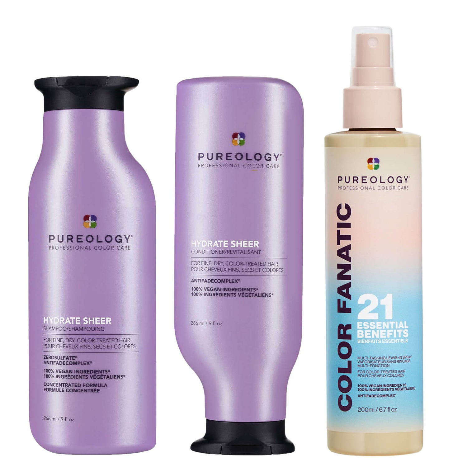 Pureology Hydrate Sheer Shampoo, Conditioner and Color Fanatic Spray ...