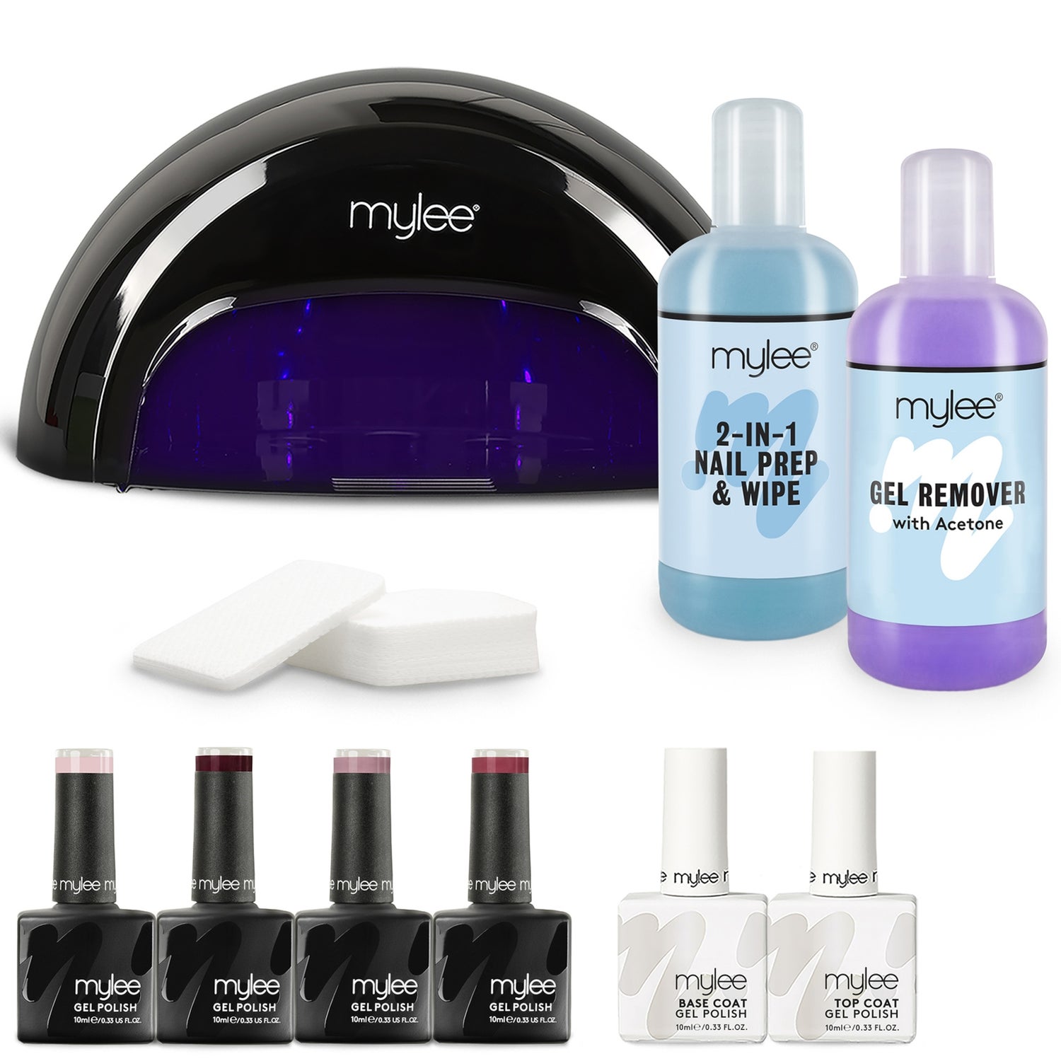 Mylee Black Convex Curing Lamp Kit with Gel Nail Polish Essentials Set