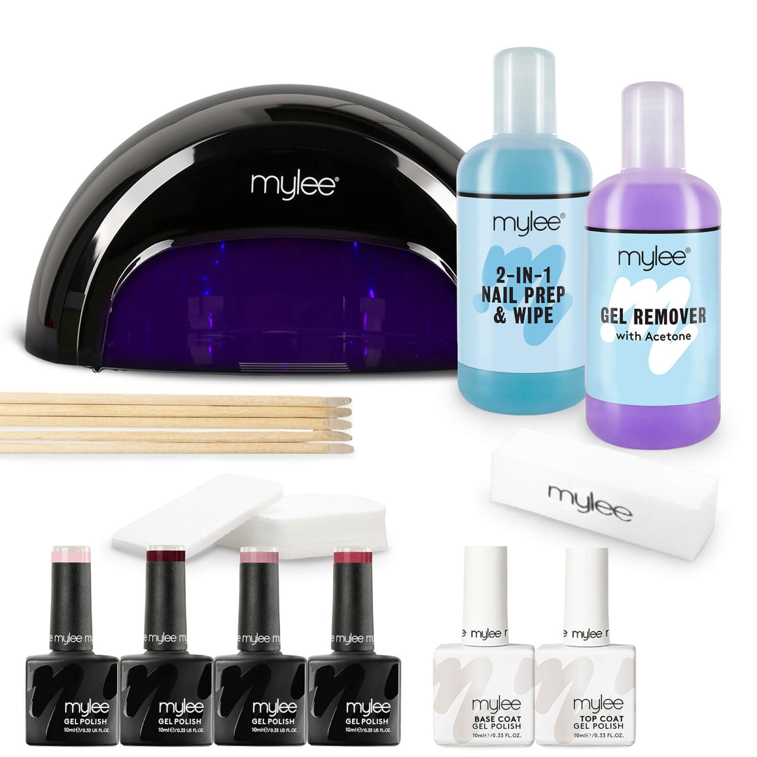 Mylee Black Convex Curing Lamp Kit with Gel Nail Polish Essentials Set