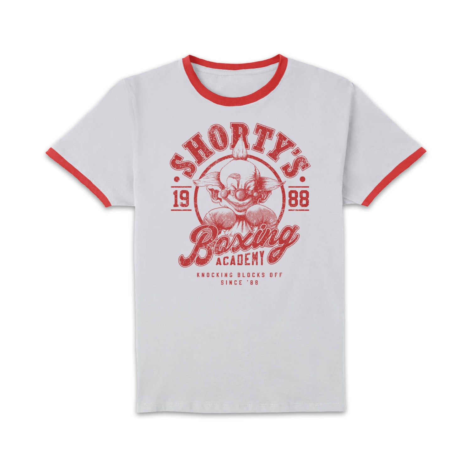 Shorty's Boxing Gym Mono Unisex Ringer TShirt White/Red Clothing
