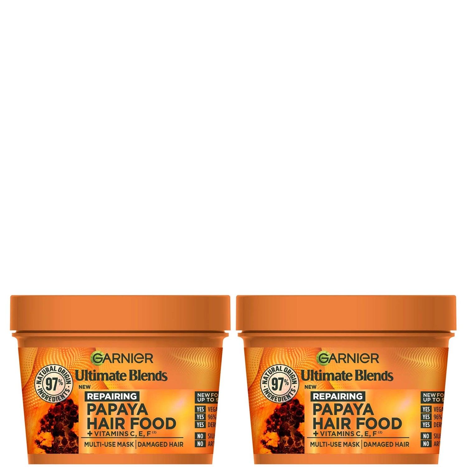 Garnier Ultimate Blends Papaya 3-in-1 Damaged Hair Mask Duo - LOOKFANTASTIC Garnier Ultimate Blends Papaya 3-in-1 Damaged Hair Mask Duo - LOOKFANTASTIC