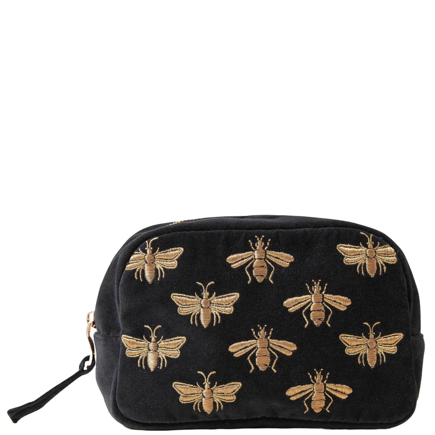 Elizabeth Scarlett Honey Bee Charcoal Velvet Cosmetics Bag LOOKFANTASTIC