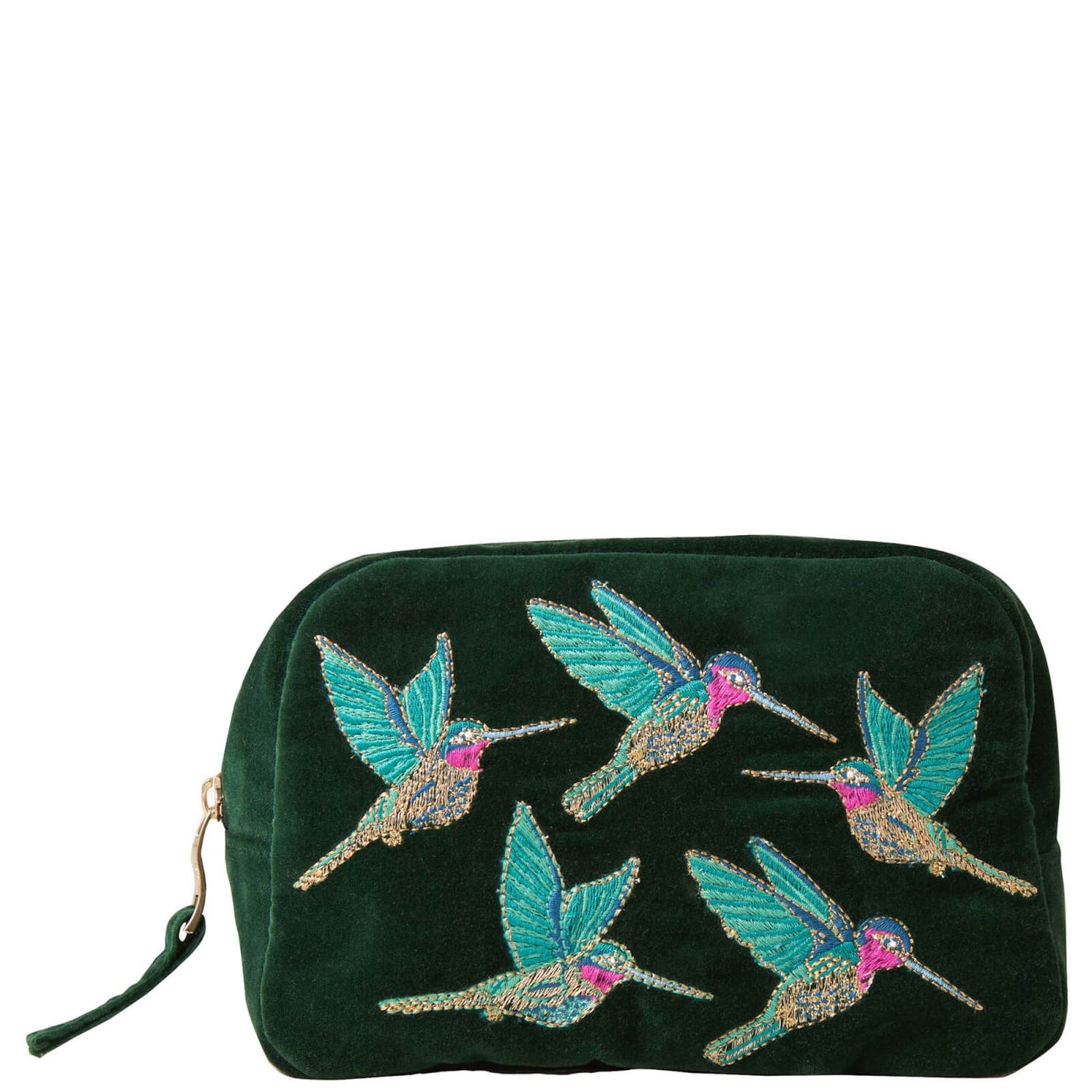 Elizabeth Scarlett Hummingbird Rainforest Velvet Cosmetics Bag