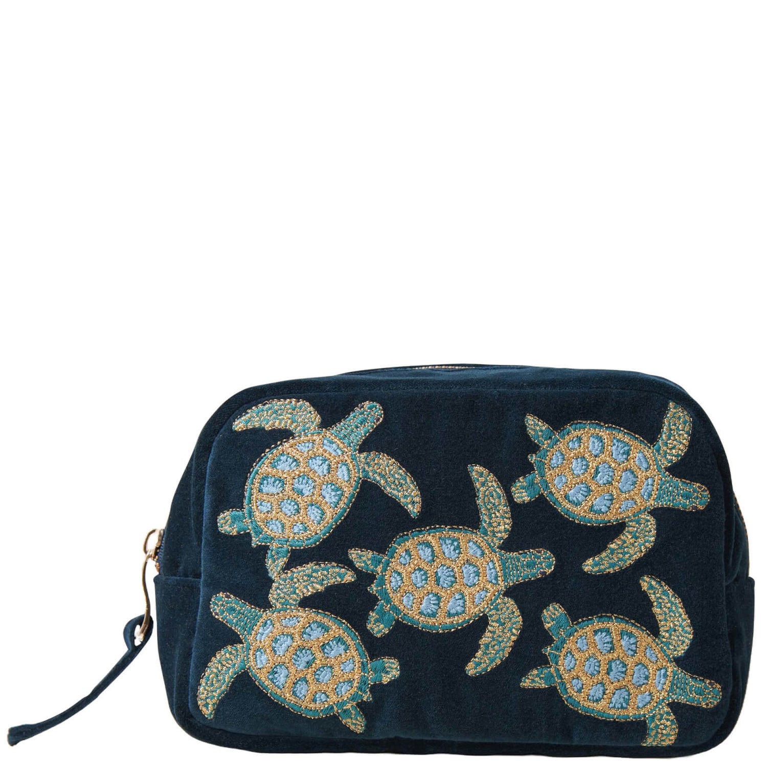 Elizabeth Scarlett Turtle Conservation Marine Navy Velvet Cosmetics Bag ...