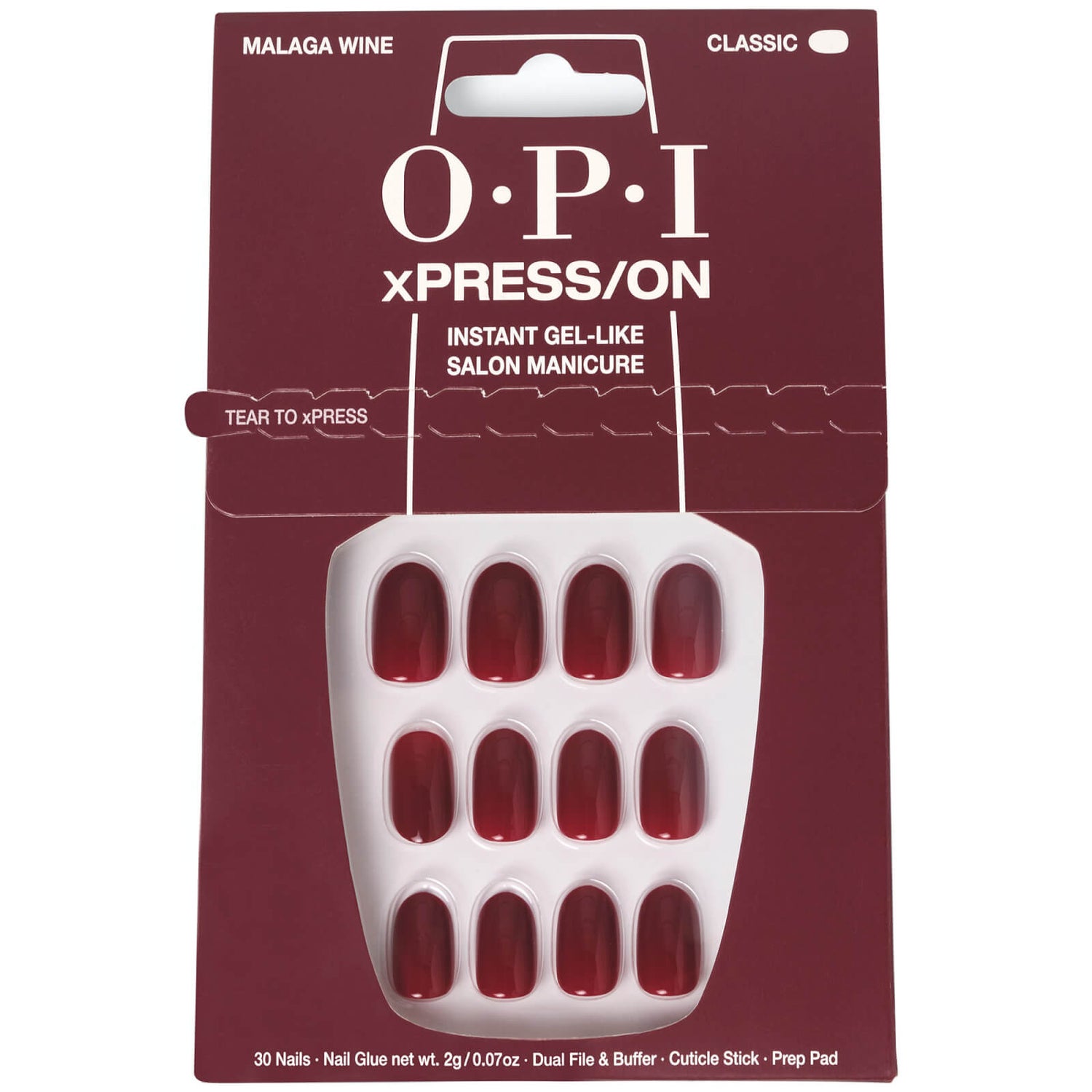 OPI xPRESS/ON - Malaga Wine Press On Nails Gel-Like Salon Manicure ...
