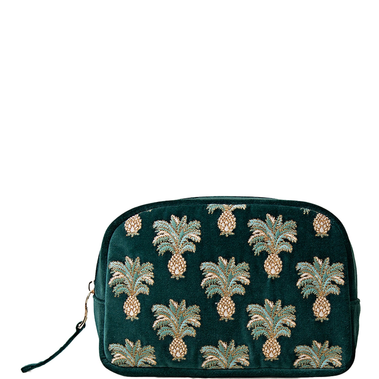 Elizabeth Scarlett Pineapple Emerald Velvet Cosmetics Bag Koop online