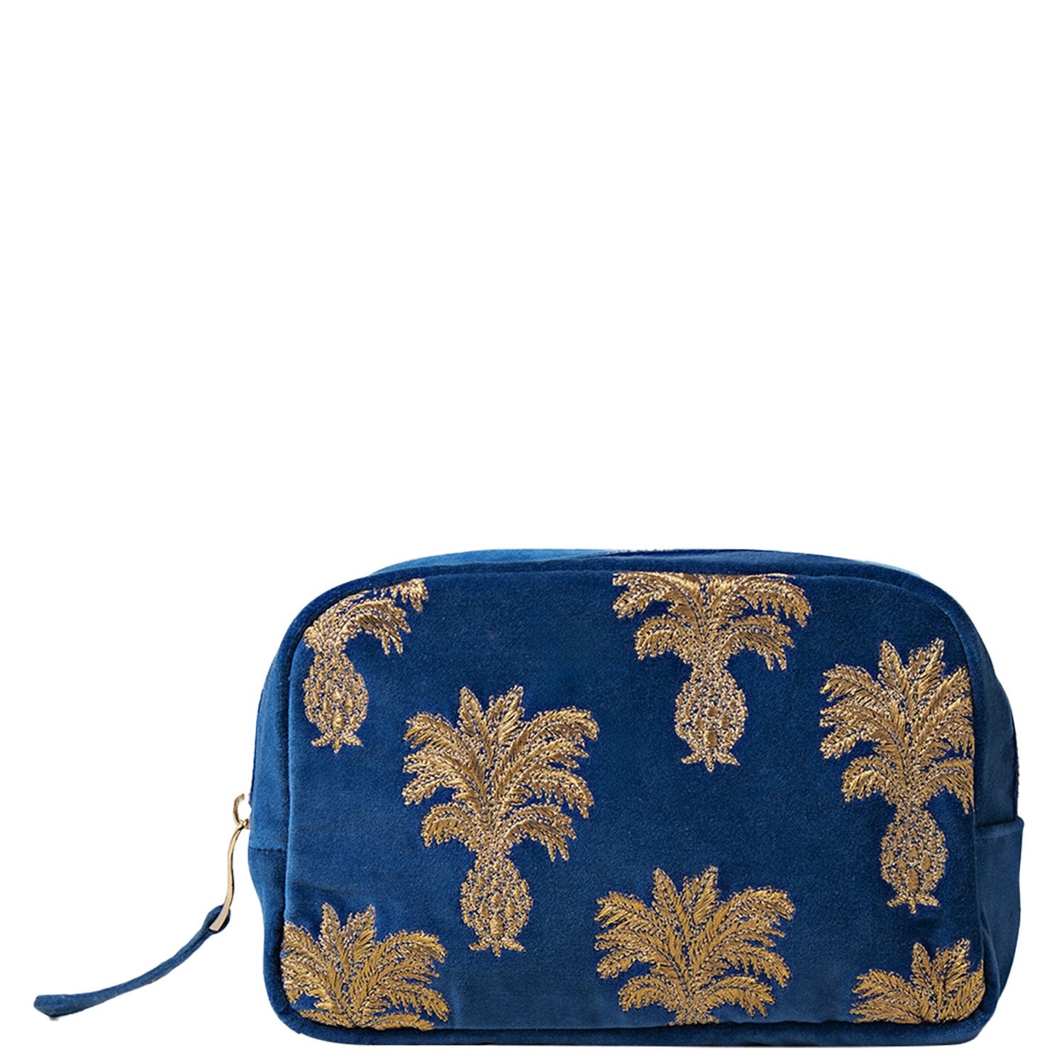 Elizabeth Scarlett Pineapple Cobalt Velvet Cosmetics Bag LOOKFANTASTIC