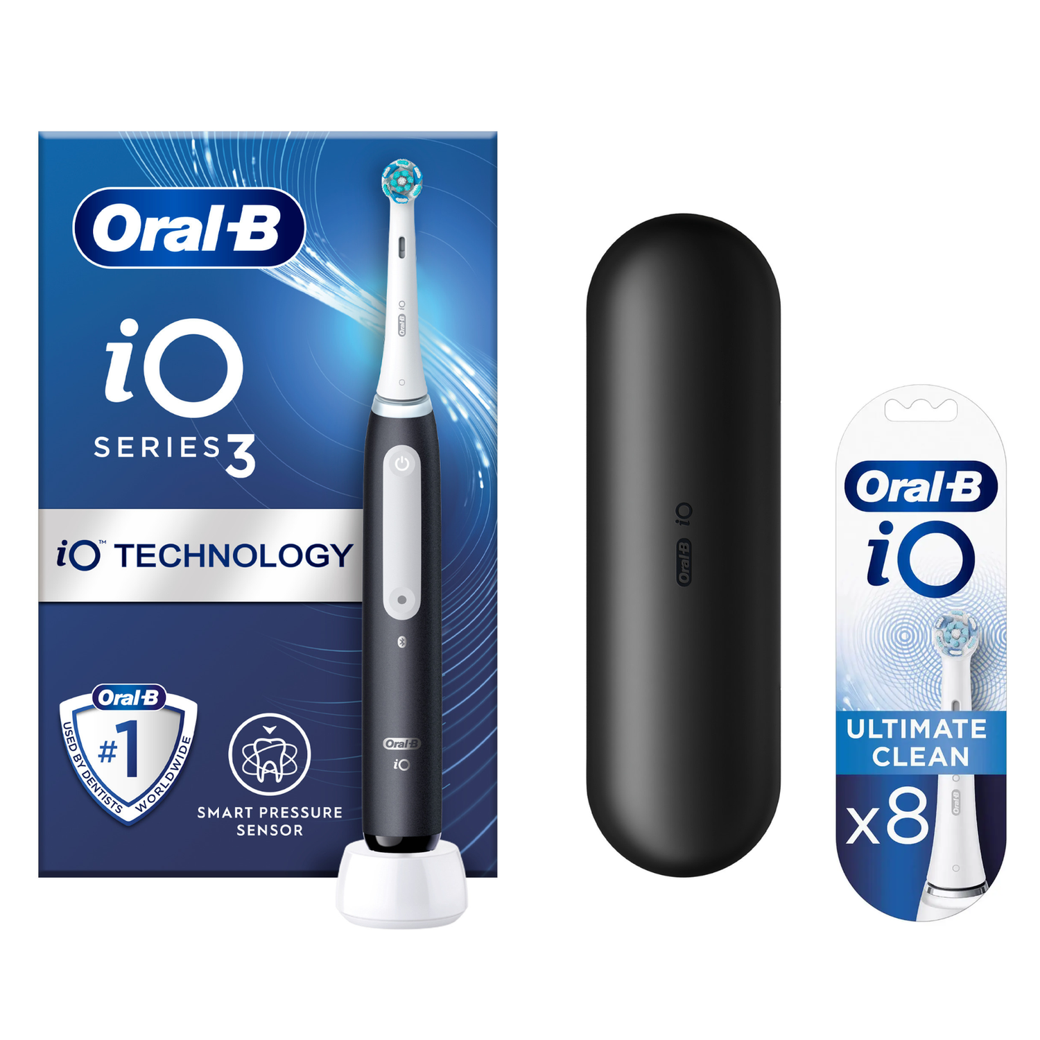 OralB iO3 Matte Black Electric Toothbrush with Travel Case OralB UK