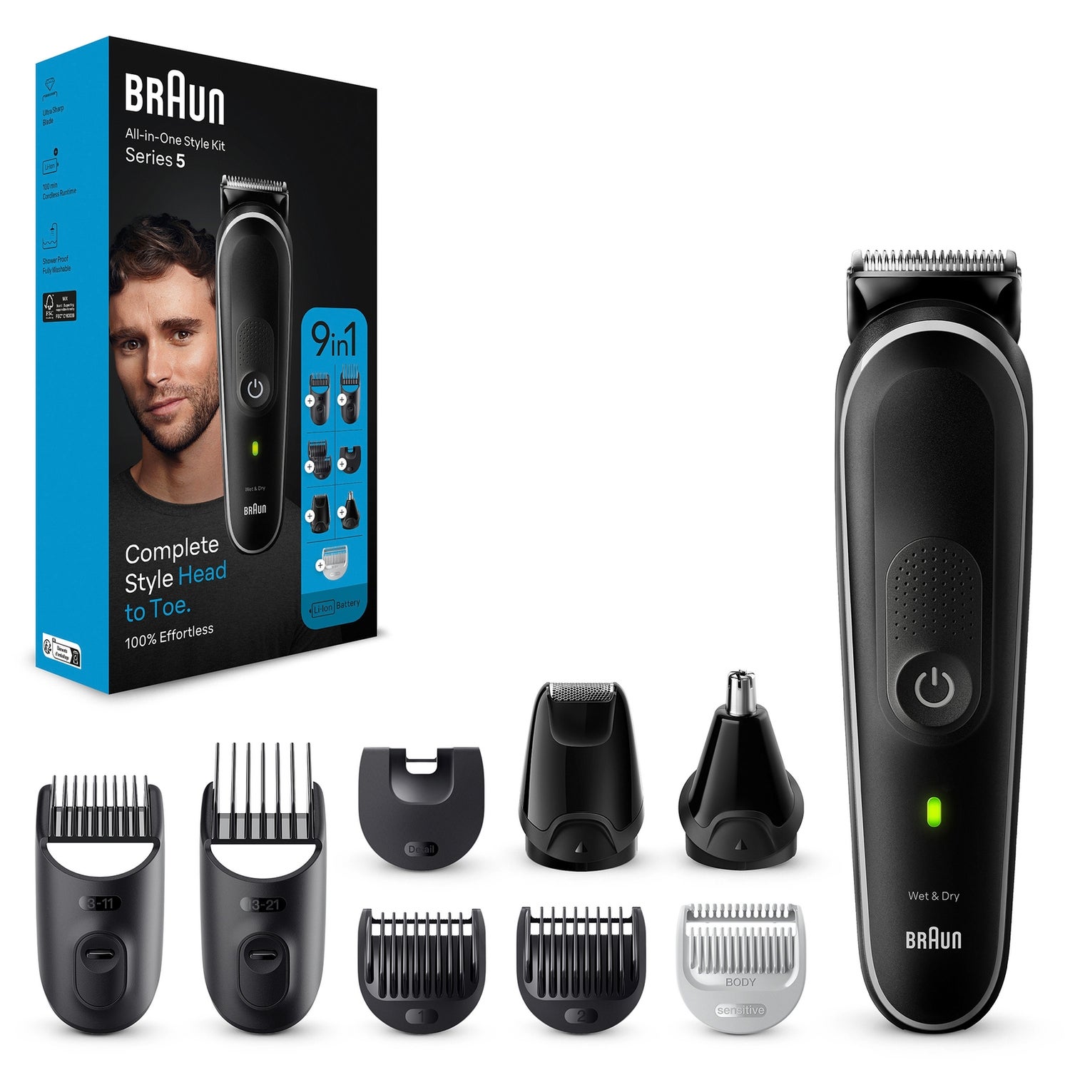 Braun All-In-One Style Kit Series 5 MGK5410, 9-in-1 Kit For Beard ...