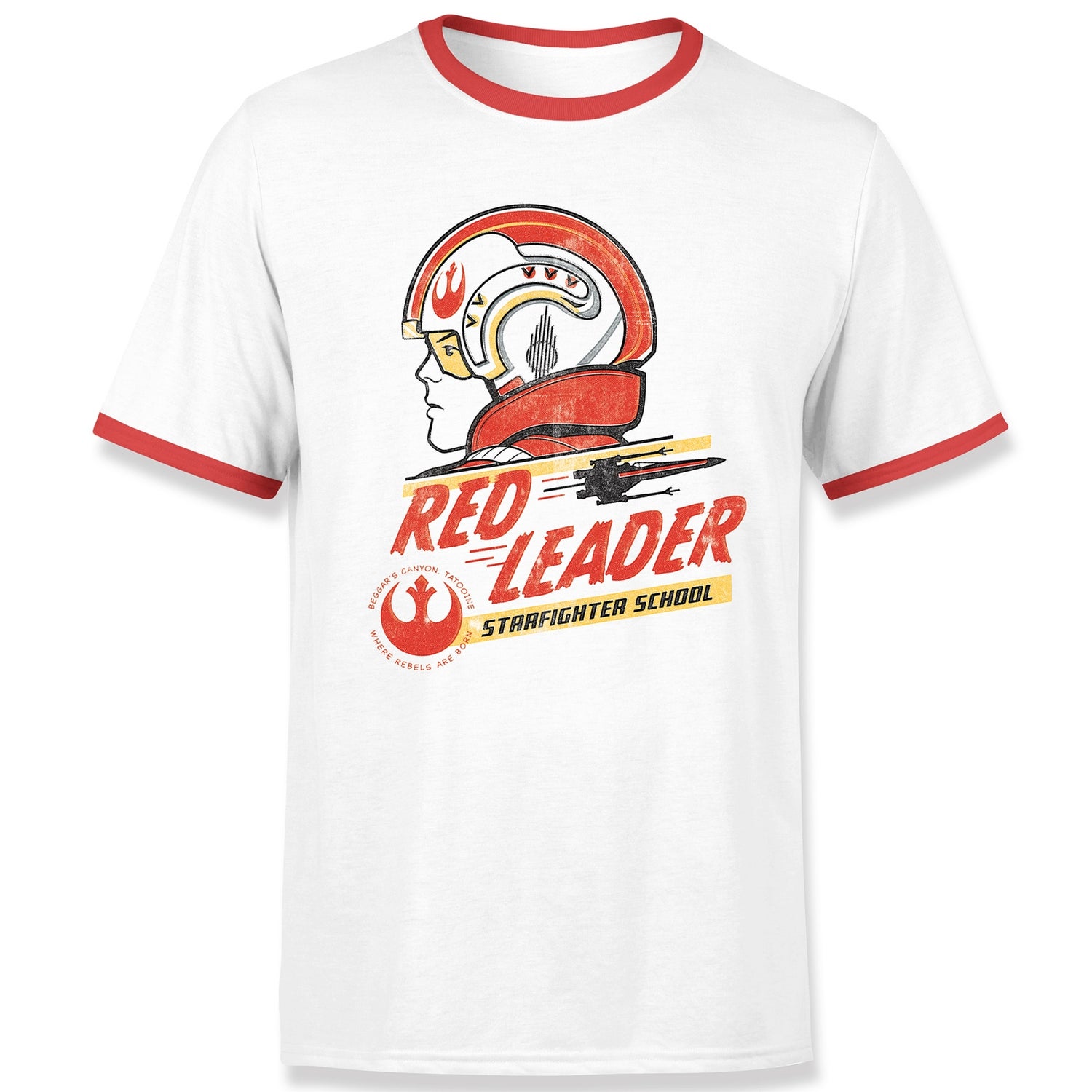 Star Wars Starfighter School Unisex Ringer T-Shirt - White/Red Clothing ...