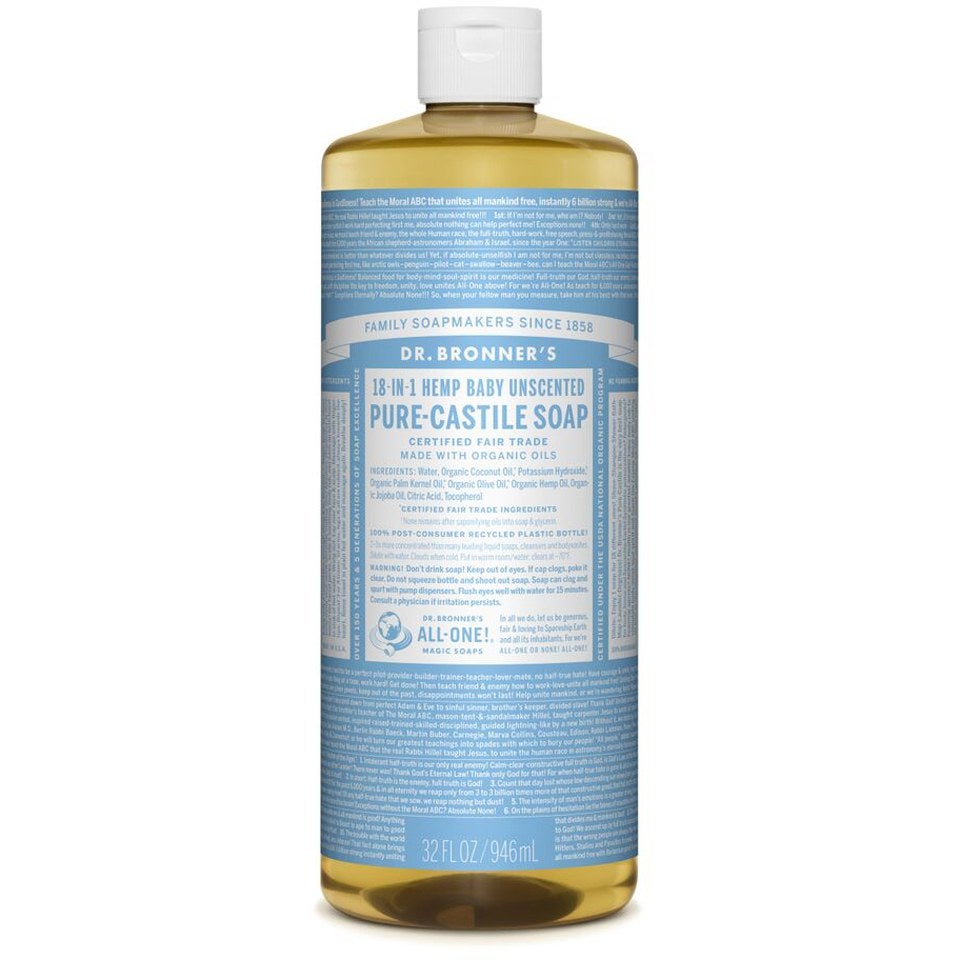 Dr Bronner's Pure Castile Liquid Soap Baby Unscented 946ml