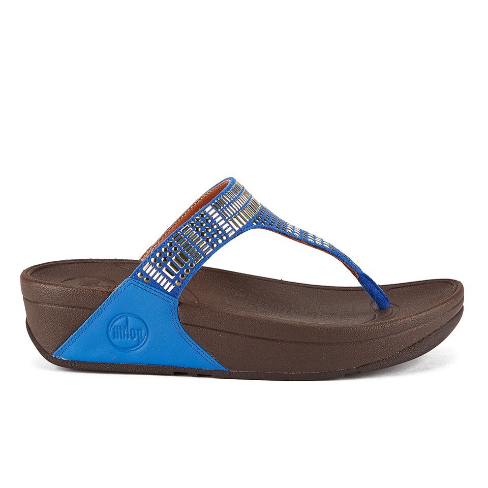 FitFlop Women's Aztec Chada Suede Toe Post Sandals - Devon Blue