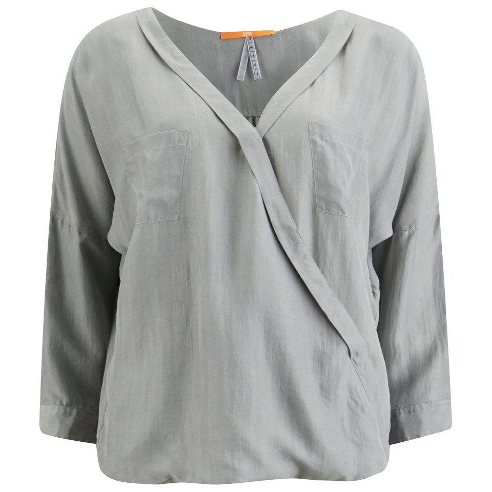 BOSS Orange Women's Euthalia Silk Blouse - Medium Grey