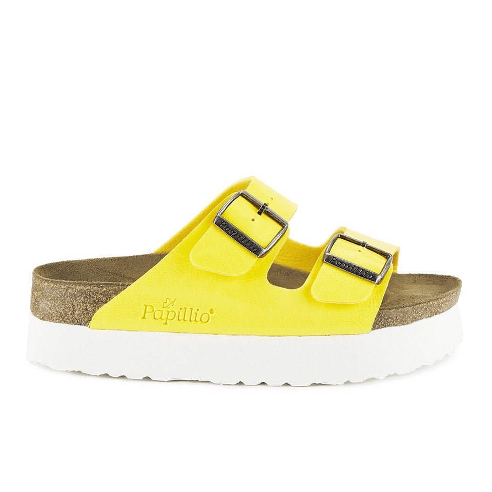 Birkenstock Women's Arizona Slim Fit Double Strap Platform Sandals - Yellow