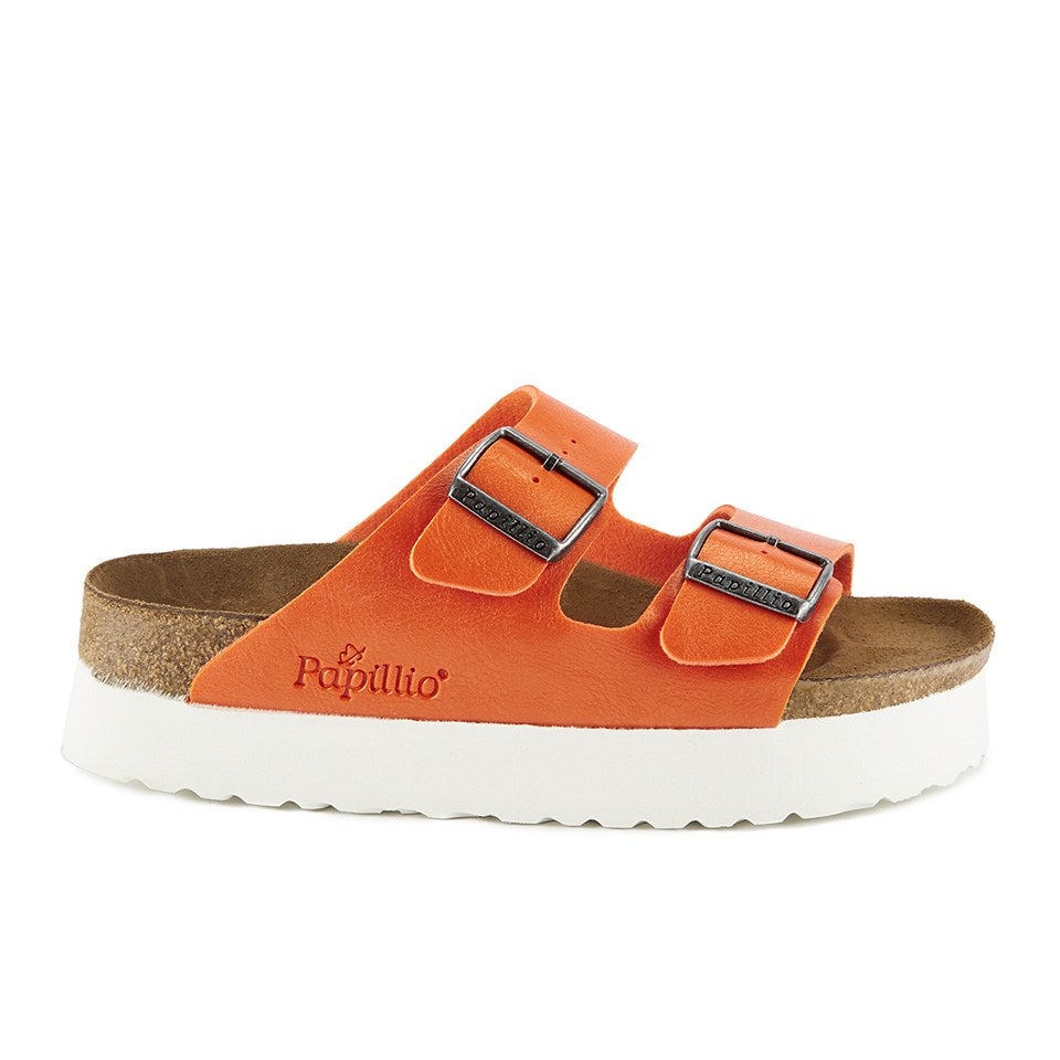 Birkenstock Women's Arizona Slim Fit Double Strap Platform Sandals - Orange