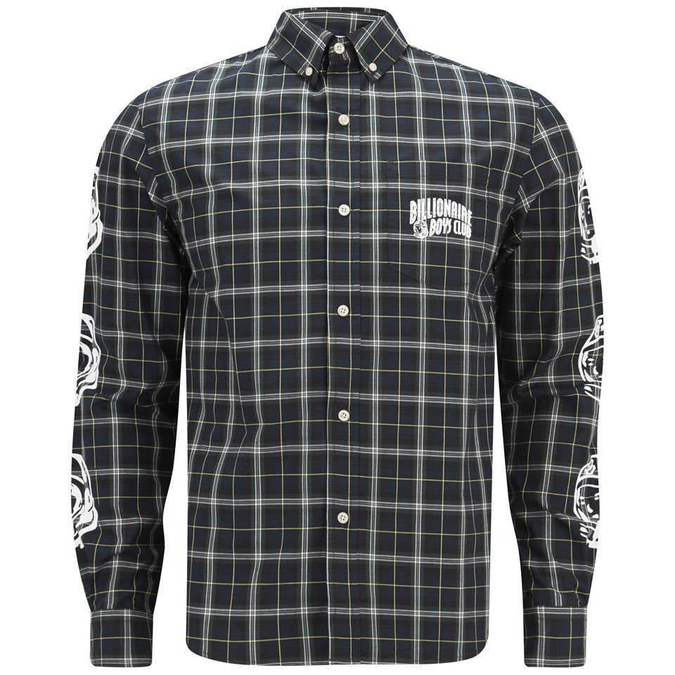Billionaire Boys Club Men's Plaid Button Down Shirt - Green Plaid