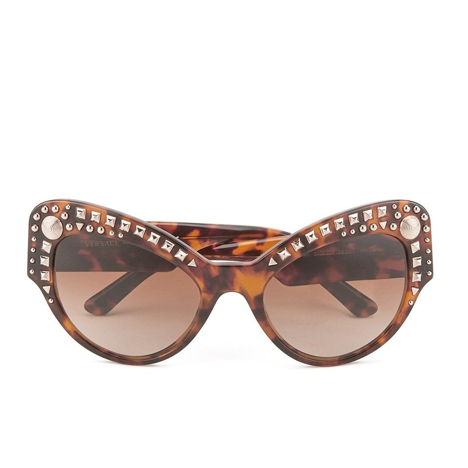 Versace Embellished Cat Eye Women's Sunglasses - Havana