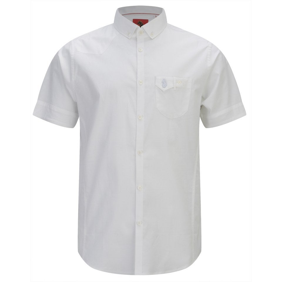 Luke Men's Bridge North Short Sleeve Button Down Collar Shirt - White