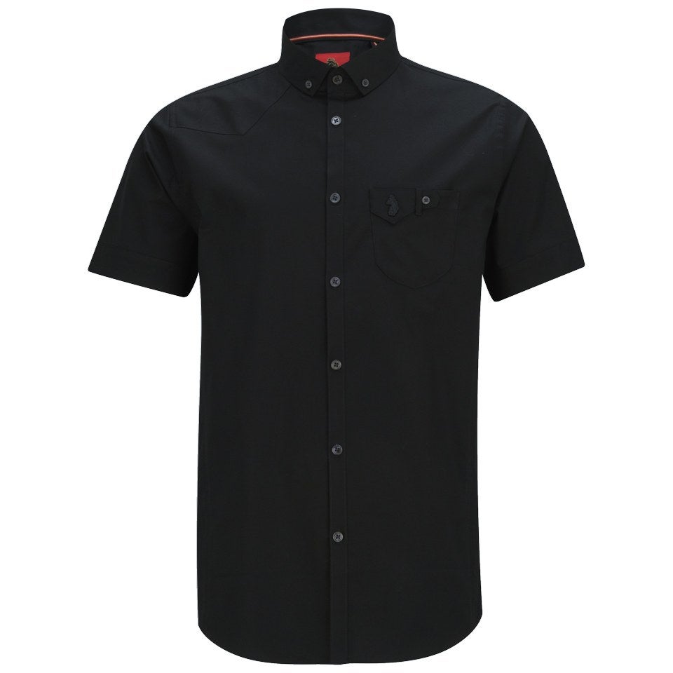 Luke Men's Bridge North Short Sleeve Button Down Collar Shirt - Black