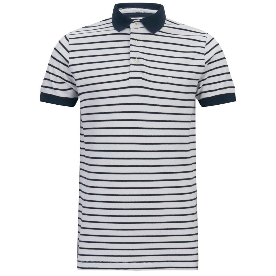 French Connection Men's Bleached Simple Stripe Polo Shirt - White