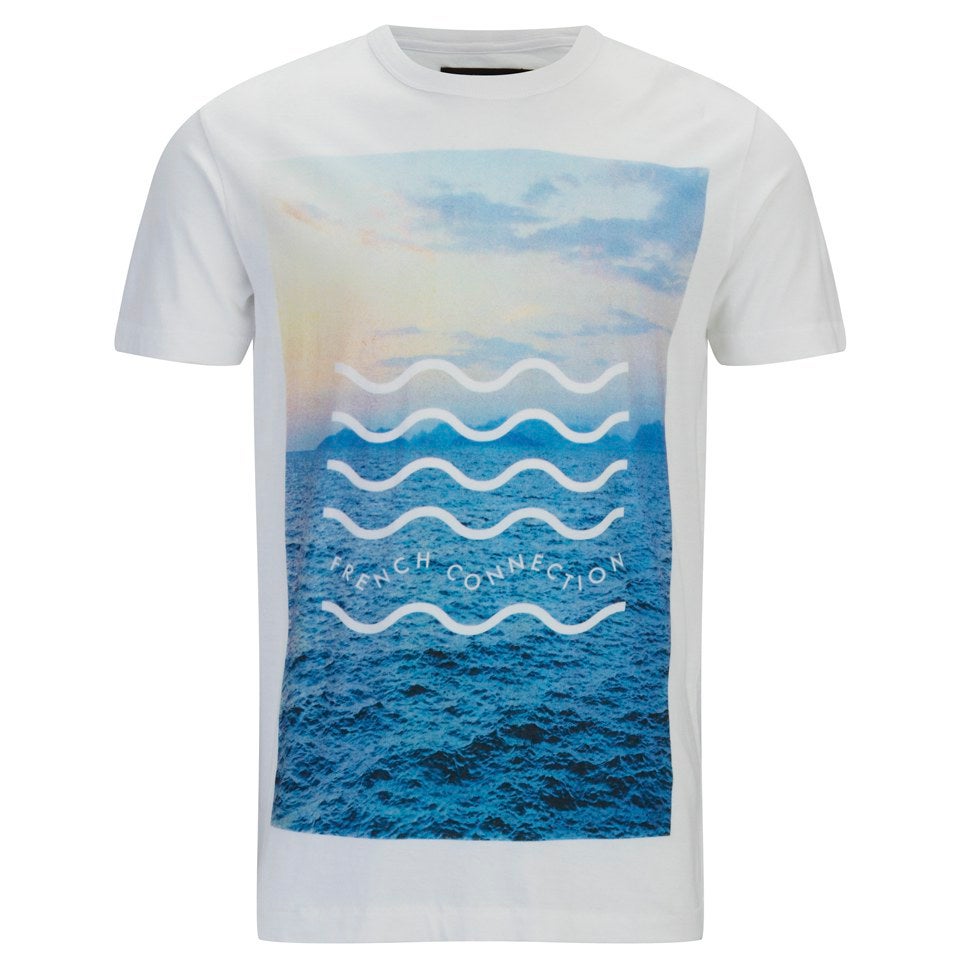 French Connection Men's Waves Short Sleeve Marlon T-Shirt - White