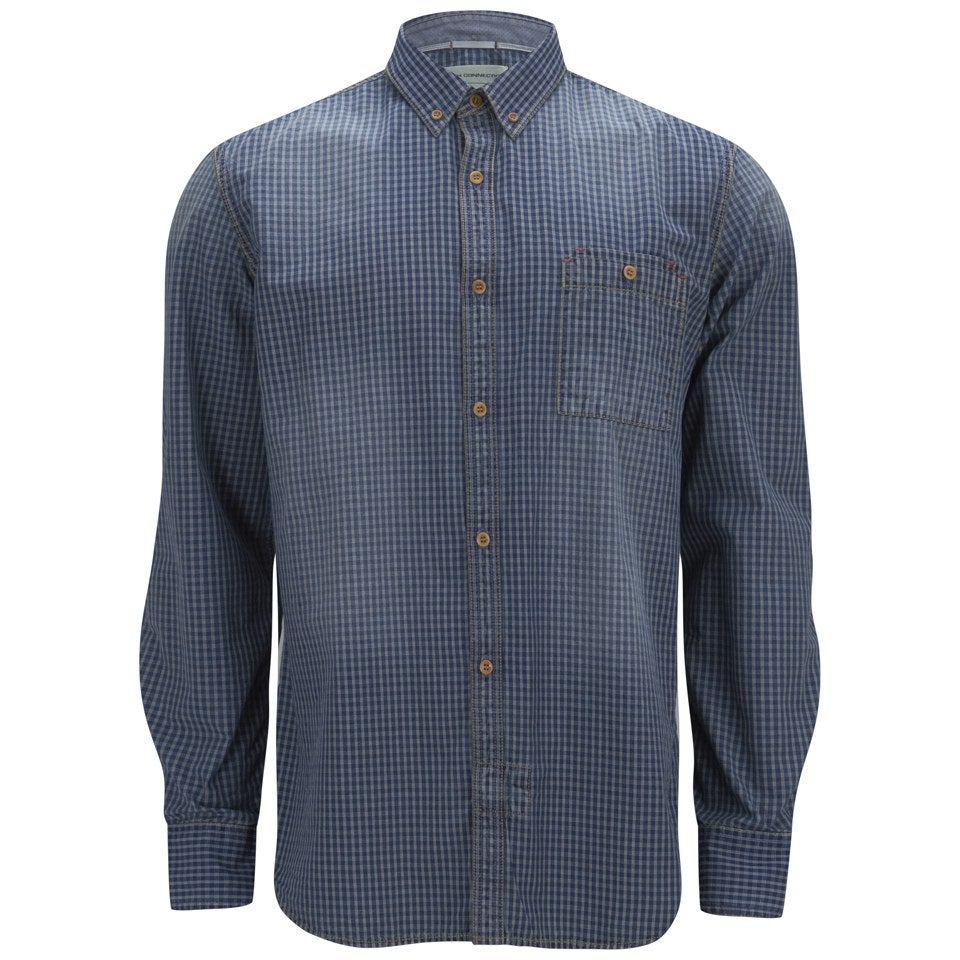 French Connection Men's Simple Indigo Long Sleeve Shirt - Check