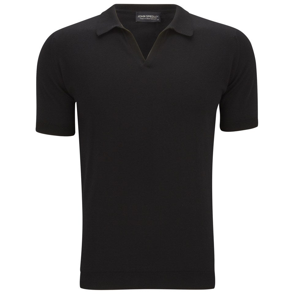 John Smedley Men's Noah Slim-Fit Sea Island Cotton Skipper Collar Polo Shirt - Black
