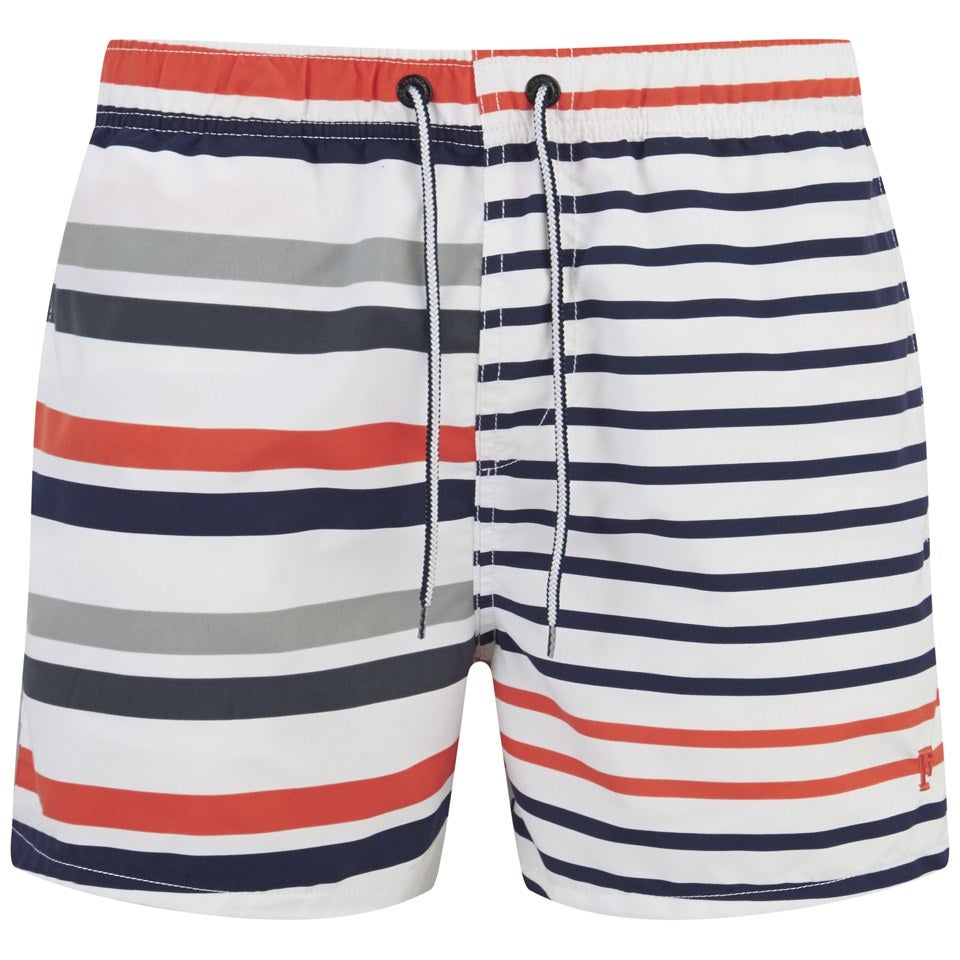 French Connection Men's Multi Lex Stripe Swim Shorts - Ayers Red