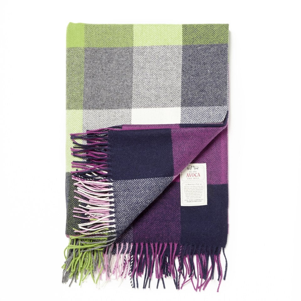 Avoca Lambswool Pioneer Throw (142 x 183cm) Purple/Green/Blue