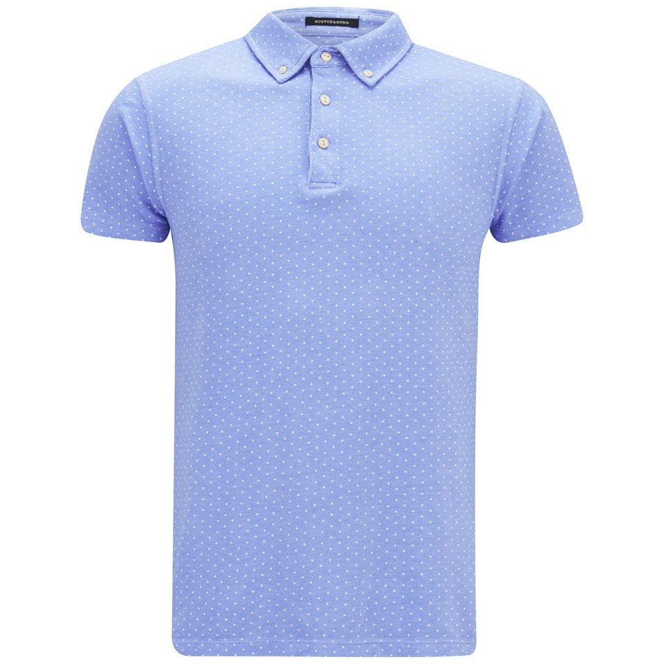 Scotch & Soda Men's Printed Polka Dot Polo Shirt - Blue