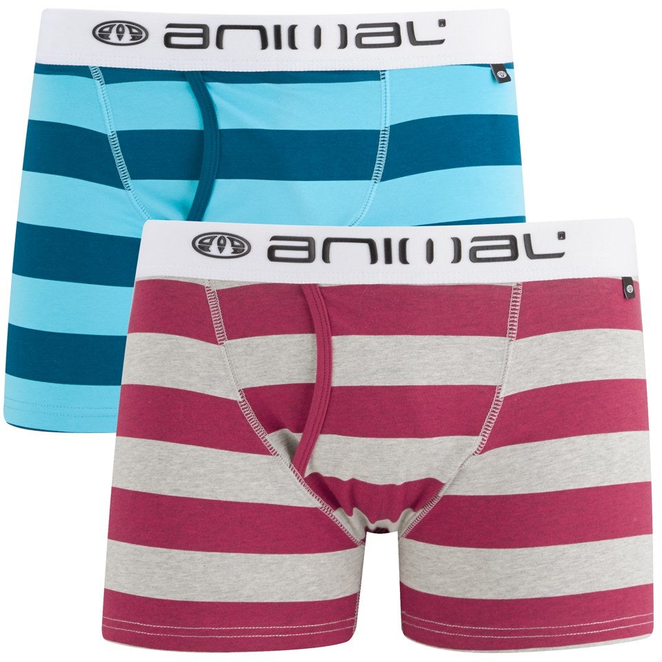 Animal Men's Alvin Striped 2-Pack Boxers - Green/Burgundy