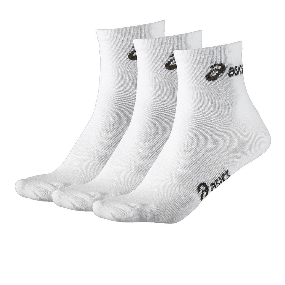 Asics 3 Pack Quarter Running Socks - White