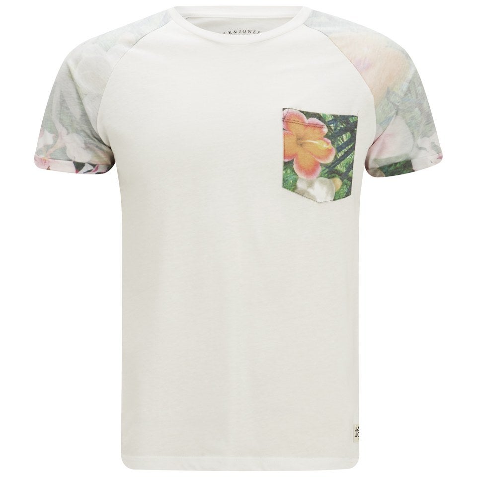 Jack & Jones Originals Men's Palm Print Shoulders Sum T-Shirt - White