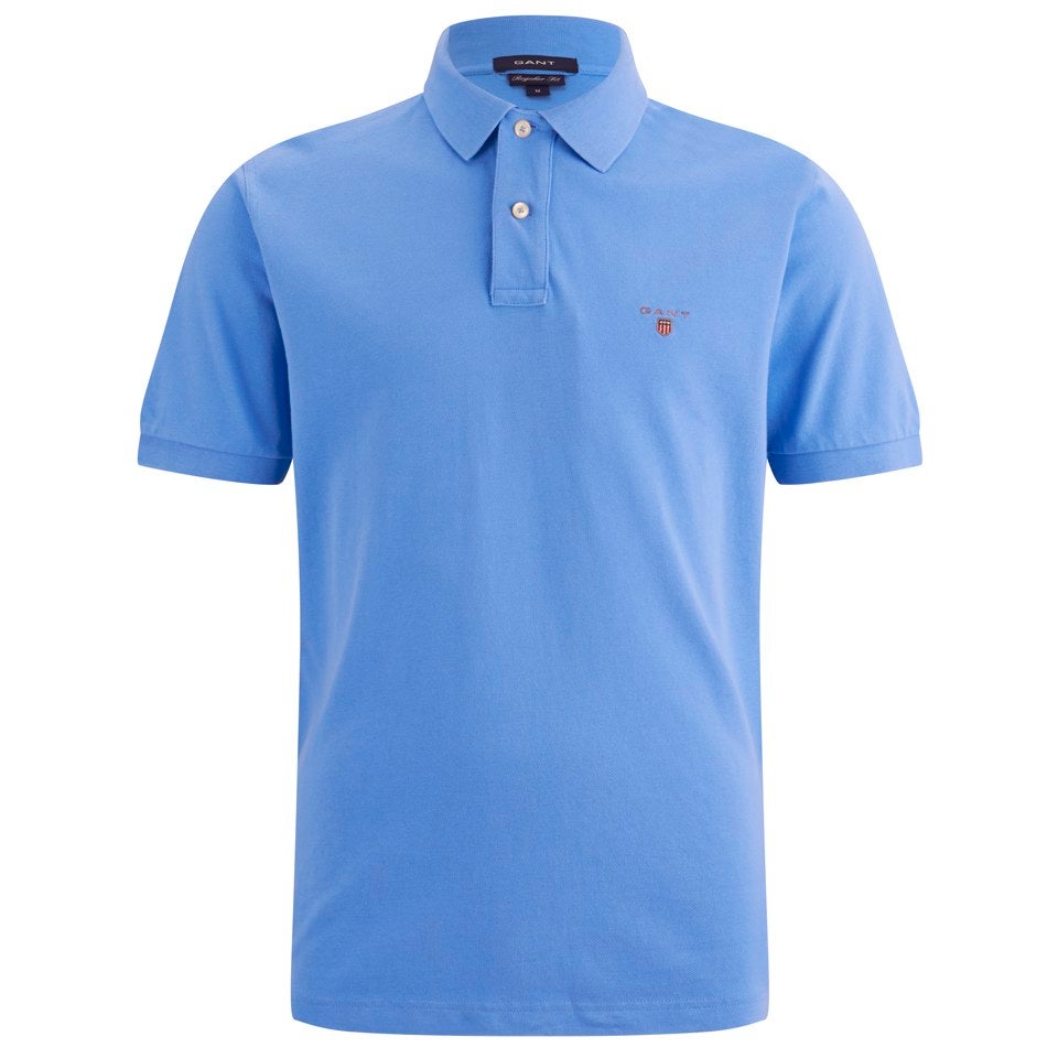 GANT Men's Solid Pique Rugger Polo Shirt - Pacific Blue