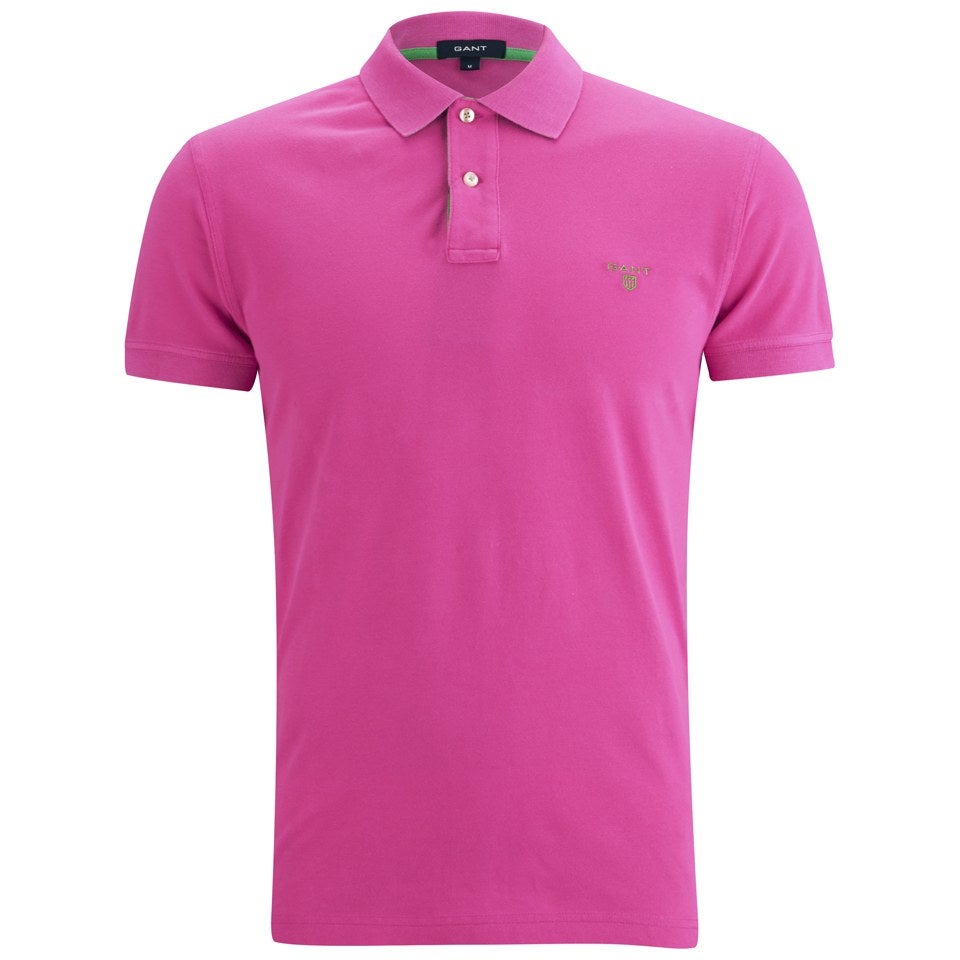 GANT Men's Contrast Collar Pique Polo Shirt - Pink