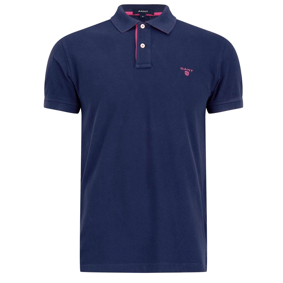 GANT Men's Contrast Collar Pique Polo Shirt - Blue