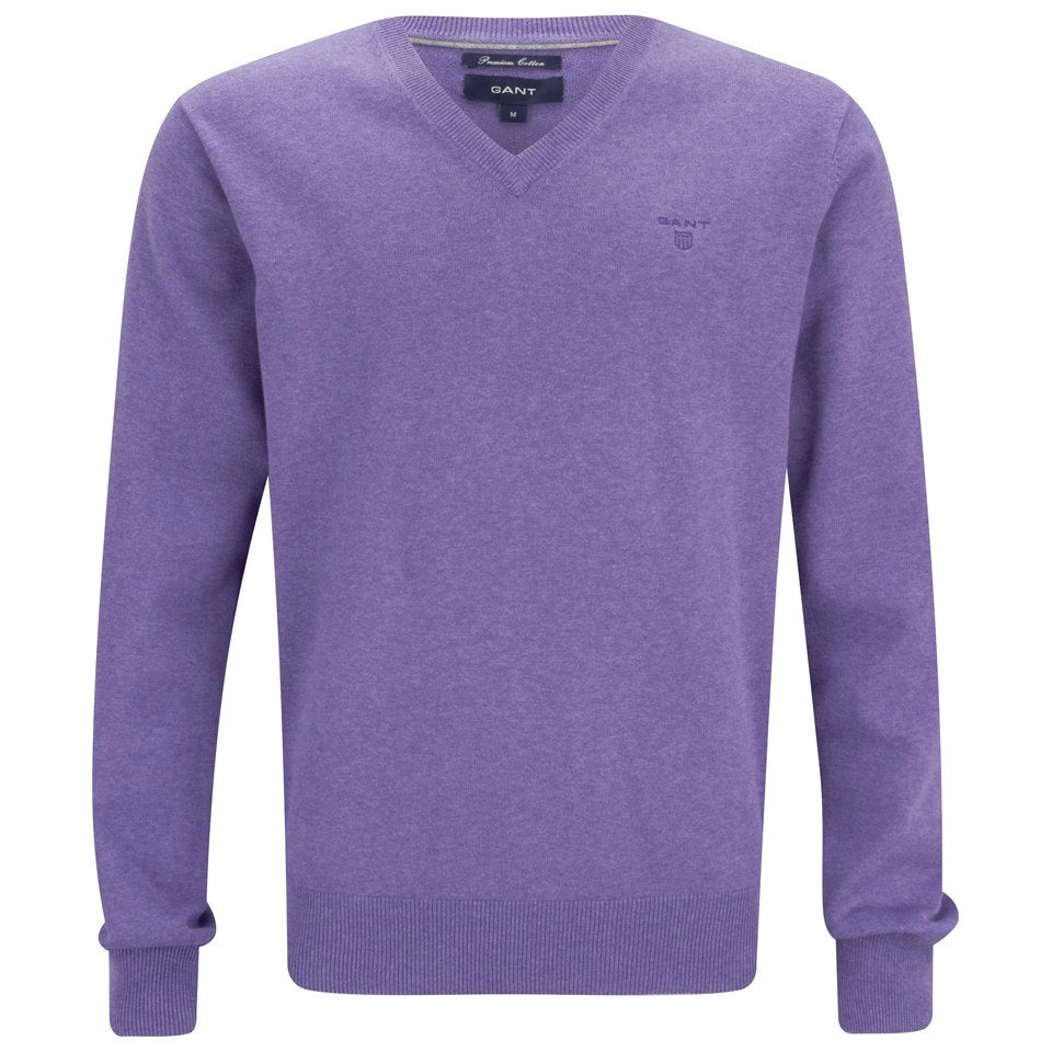 GANT Men's Cotton V-Neck Knitted Jumper - Lavender