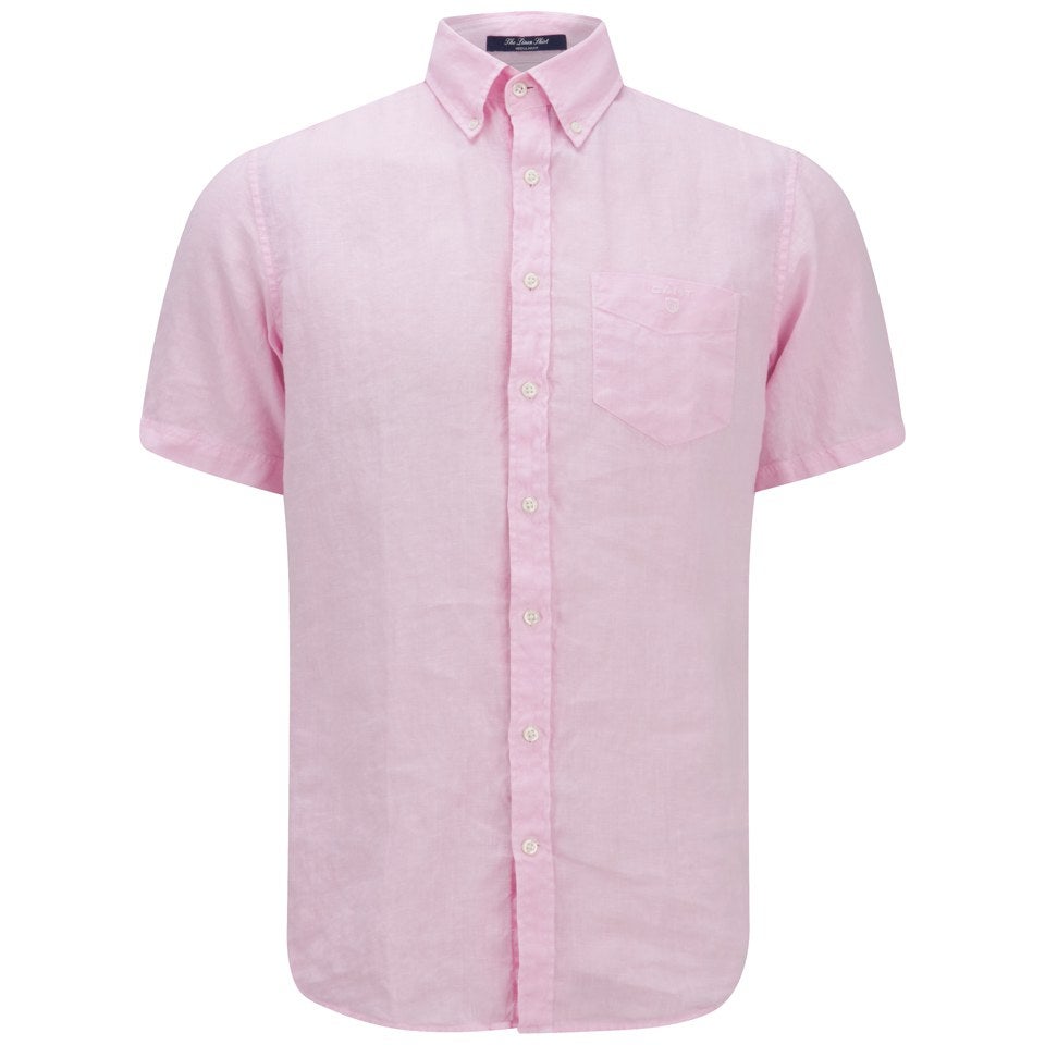 GANT Men's Linen Short Sleeve Shirt - Pink