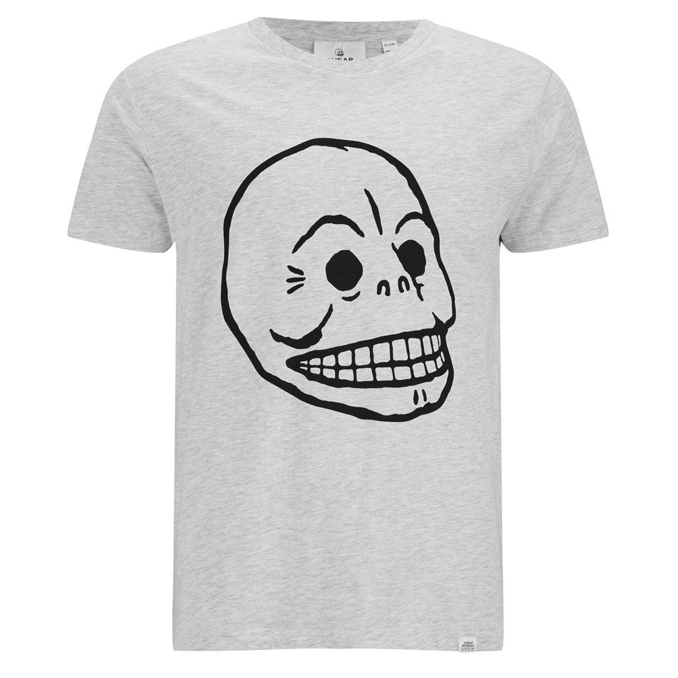 Cheap Monday Men's Standard T-Shirt with Skull Print - Light Grey Marl