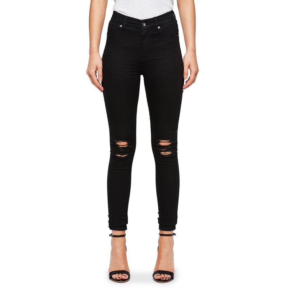 Cheap Monday Women's 'Mid Spray' Mid-Waisted Jeggings - Rip Black