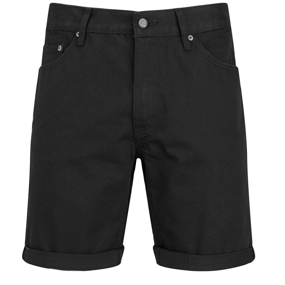 Cheap Monday Men's 'High Cut' Denim Shorts with Fold-Up - Black