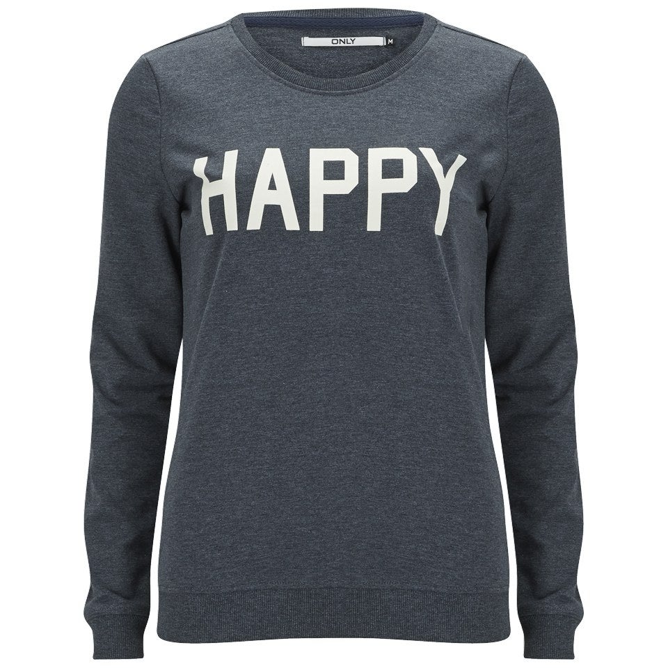 ONLY Women's Mona Slogan Box Sweatshirt - Mood Indigo