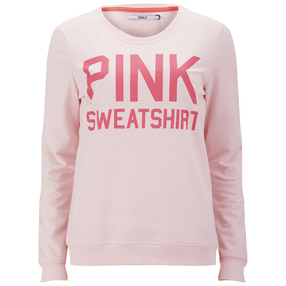 ONLY Women's Mona Slogan Box Sweatshirt - Barely Pink