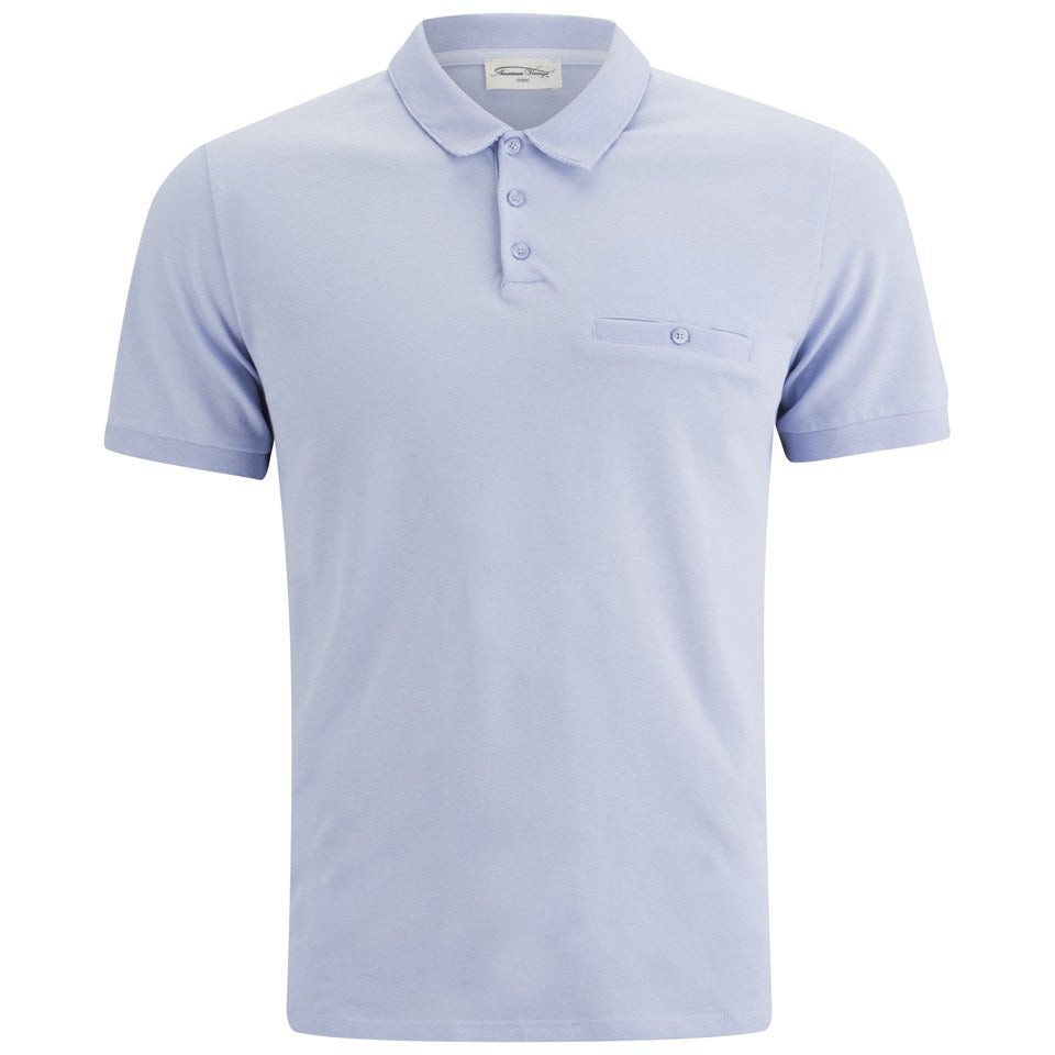 American Vintage Men's Pocket Detail Polo Shirt - Sky - M - Blue