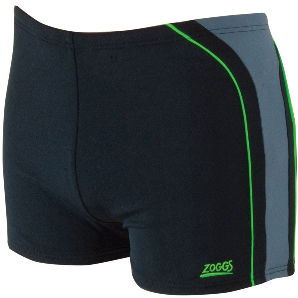 Zoggs Men's Boston Bay Hip Racer Swim Shorts - Black/Grey/Green
